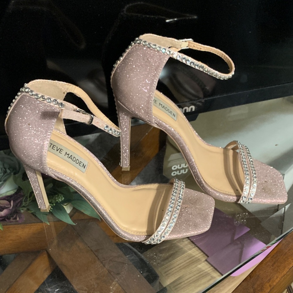 Steve Madden Sparkling Pink Heels with Rhinestones